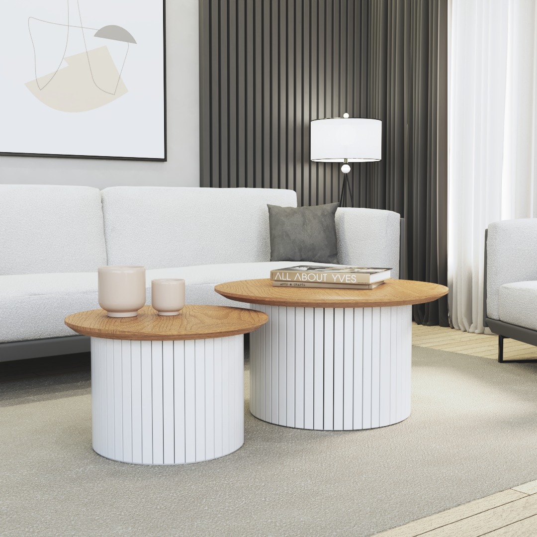 שולחן לסלון דגם מרלו לבן ואלון